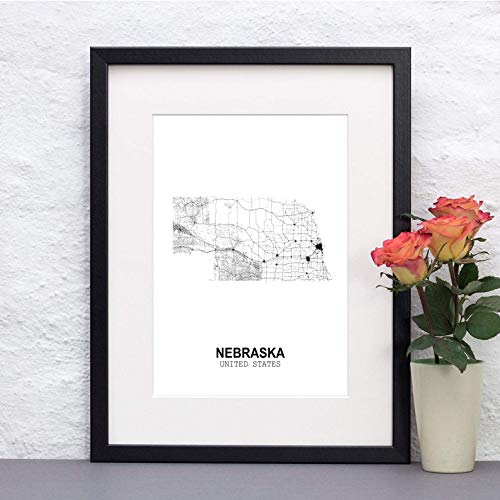 Eleville 8X10 Unframed Nebraska United States Country View Abstract Road Modern Map Art Print Poster Wall Office Home Decor Minimalist Line Art Hometown Housewarming wgn184