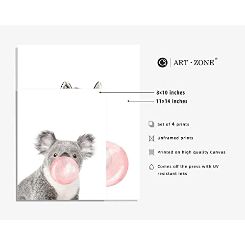 Woodland Nursery Decor Animal Wall Art for Bedroom, Set of 4, 8x10 Canvas Poster Prints Unframed, Posters for Girls Room, Safari Nursery Decor, Kids Wall Decor