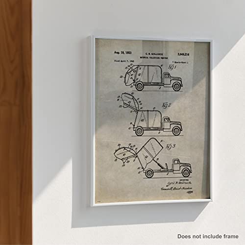 Garbage Truck Driver Patent Poster Art Print 11x14 Sanatation Worker Toys Wall Decor Pictures