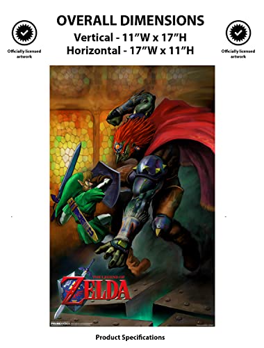 Pyramid America Zelda Poster - Zelda Link vs. Ganondorf - 11x17 Poster Print - 11 x 17 Wall Art, Ideal for Home Decor, Room Decor, Gaming Room Decor & Living Room Decor