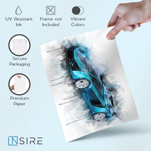 Insire Car Posters for Boys Room, Cars Posters for Boys Room, Super Car Posters for Boys Room Fast Cars Posters Car Prints for Boys Room Cars Pictures for Wall, Little Boys Posters Unframed (8x10”)