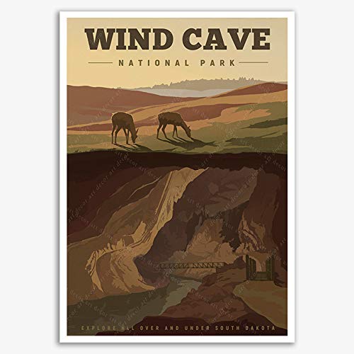 xtvin Wind Cave National Park America Vintage Travel Poster Art Print Painting Home Decoration Gift