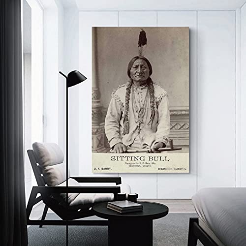 HYQHYX American Indian Culture,Sitting Bull Poster, Sitting Bull Print, Sioux Chief Poster Decoration Canvas Wall Art Living Room Poster Bedroom Painting Art 08x12inch(20x30cm)