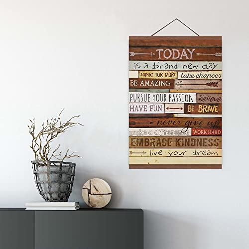 HoozGee Magnetic Poster Hanger Frame and Inspirational Motivational Wall Art Print Light Wood Wooden Magnet Canvas Artwork Prints 20x30cm Dowel Poster Hangers Frames Hanging Kit (8 Inch)