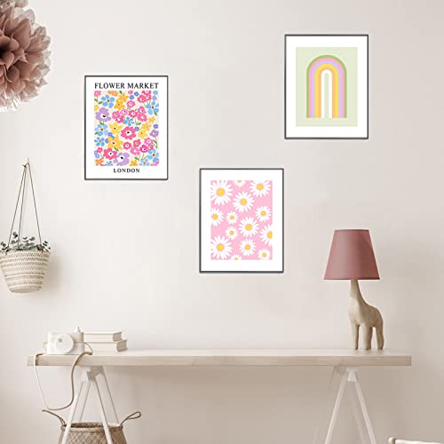 AUNMER Pink Wall Art Dorm Decor,Cute Room Decor for Teen Girls, Boho Wall Decor Aesthetic for College Girls, Danish Pastel Artwork Posters for Bedroom Decor Aesthetic