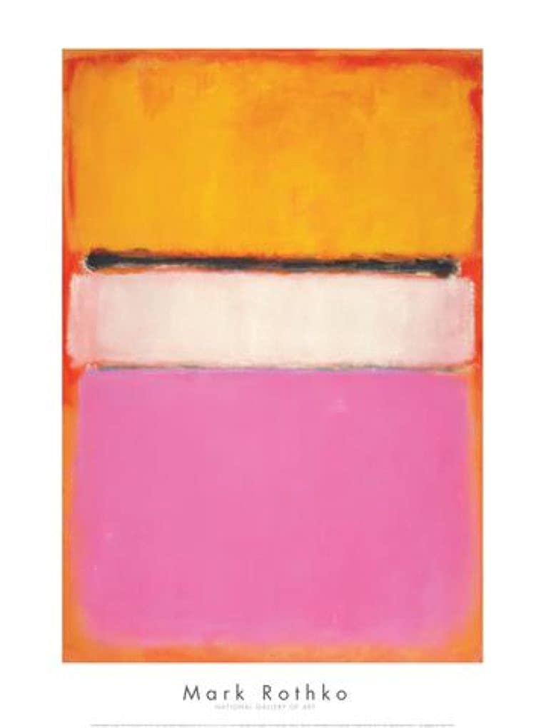 McGaw Graphics White Center Yellow Pink and Lavender on Rose, 1950 by Mark Rothko, Art Print Poster, Paper Size 14 x 11 Image 12.4 8.5, Multicoloured, 14 x 11 Inch