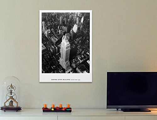 Office Decor Inspirational Vintage Cityscape Poster "Empire State Building, Aerial View, 1935, New York" - Black & White Wall Art Decoration Print (16"x22")