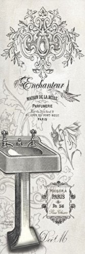 2 Vintage French Claw-foot Bathtub and Sink Panel Prints; Two 6x18inch UNFRAMED Paper Posters