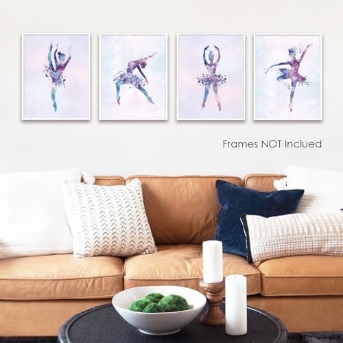 Wall Art Ballet Wall Décor Prints Posters for Room Aesthetic Watercolor Modern Elegant Ballet Dancer Ballerina Gift Dance Artwork for Bedroom Living Room Girls Room, Set of 4 Unframed, 8 x 10 Inch