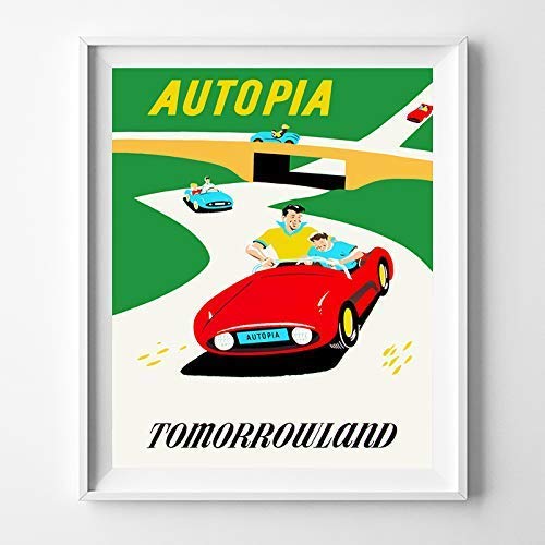 Disneyland Autopia Tomorrowland Wall Art Poster Home Decor Print Vintage Artwork Reproduction - Unframed