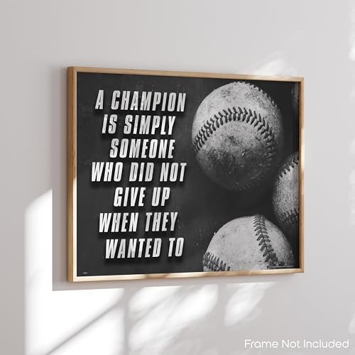 Inspirational Wall Art Co. - Champion - Baseball Talent Gift Bedroom Inspiration Motivational Quotes Posters - Poster Printing - Print for Home Office Decor - 11X14 inches