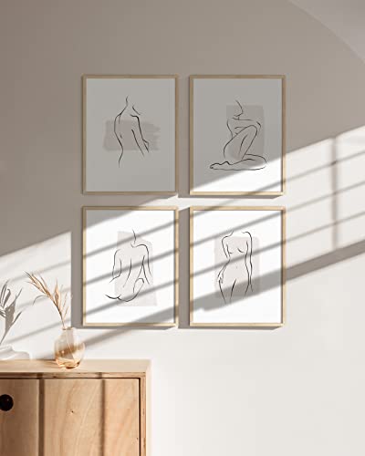 Haus and Hues Line Art Wall Decor Set of 4 - Line Drawing Wall Art, Art Prints Minimalist, Minimalist Line Art Wall Decor, Line Art Print, Minimalist Poster Set, Artwork Line (Unframed 11x14)