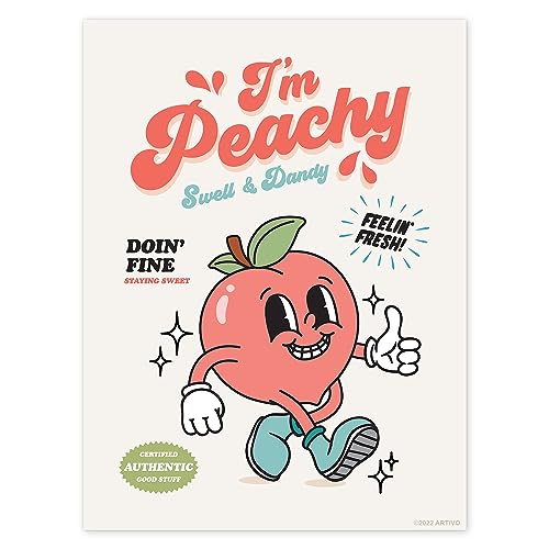 Retro Wall Art I'm Peachy Character Poster 12x16in, Nostalgic Retro Poster, Cool Wall Art, Cute Room Decor