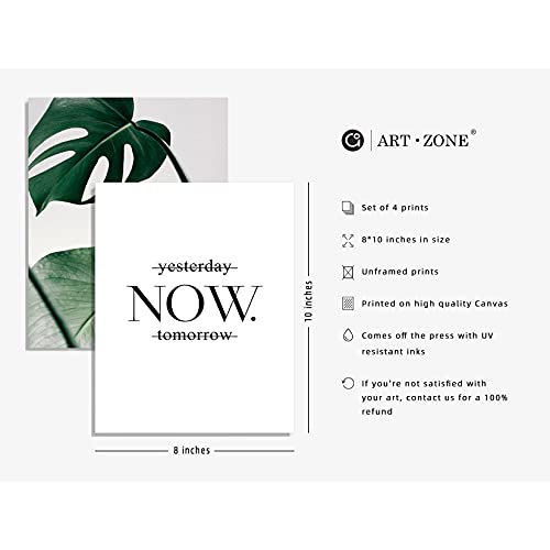 Botanical Prints Poster Wall Decor, Motivational Wall Art Prints Poster, 8x10 Canvas Prints Unframed Set of 4, Plant Posters Aesthetic for Bedroom