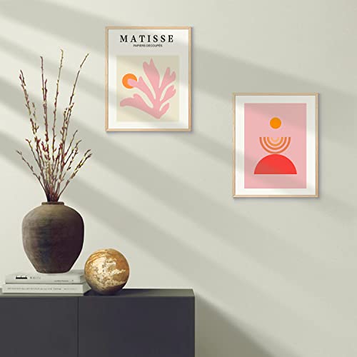 XBYGIMI Matisse Wall Art and Boho Wall Prints UNFRAMED, Minimalist Aesthetic Images Decor, Pink Print Set, Orange Posters for Room, 8x10in, Set of 6