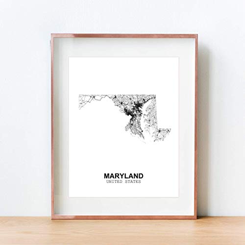 Eleville 8X10 Unframed Maryland United States Country View Abstract Road Modern Map Art Print Poster Wall Office Home Decor Minimalist Line Art Hometown Housewarming wgn177