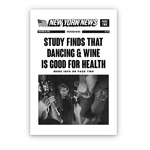 Vintage Posters for Room Aesthetic Black and White Canvas Wall Art New York News Humor Quotes Trendy Retro Wall Decor Print Newser for Living Room Bedroom Bar and Party Decor 12x16inch Unframed