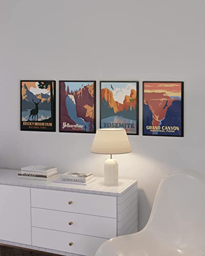 HAUS AND HUES Vintage Poster Set national parks Art Prints Nature Wall Art, and Mountain Print Set Abstract, Mountain Posters, Nature Prints, 8"x10" UNFRAMED