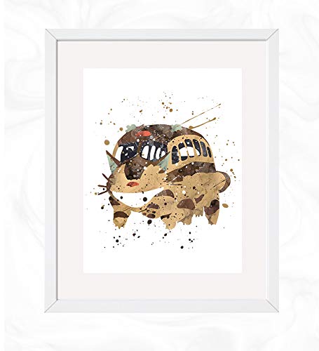 Catbus Prints, Anime Watercolor, Nursery Wall Poster, Holiday Gift, Kids and Children Artworks, Digital Illustration Art