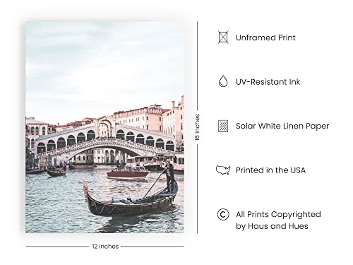 HAUS AND HUES Italy Poster Gondola Art Italy Prints Europe Wall Art Italy Wall Art Venice Wall Art Rome Wall Poster Wall Art of Italy Poster Italy Italy Wall Art Decor | UNFRAMED 12” x 16”