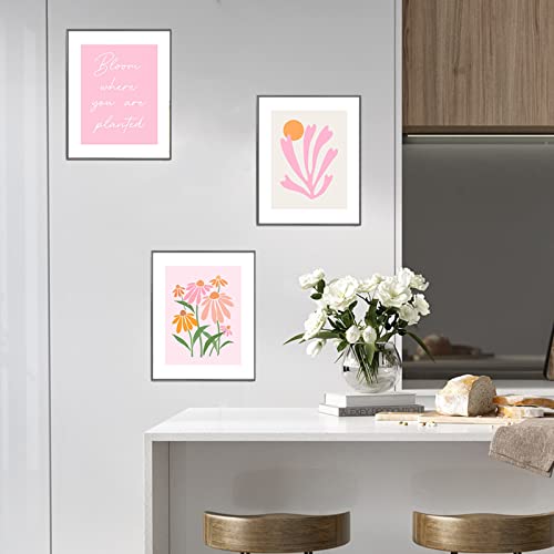 AUNMER Pink Wall Art Dorm Decor,Cute Room Decor for Teen Girls, Boho Wall Decor Aesthetic for College Girls, Danish Pastel Artwork Posters for Bedroom Decor Aesthetic