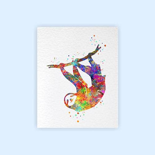 Dignovel Studios 8X10 Unframed Sloth inspired Watercolor illustrations Art Print Poster N432