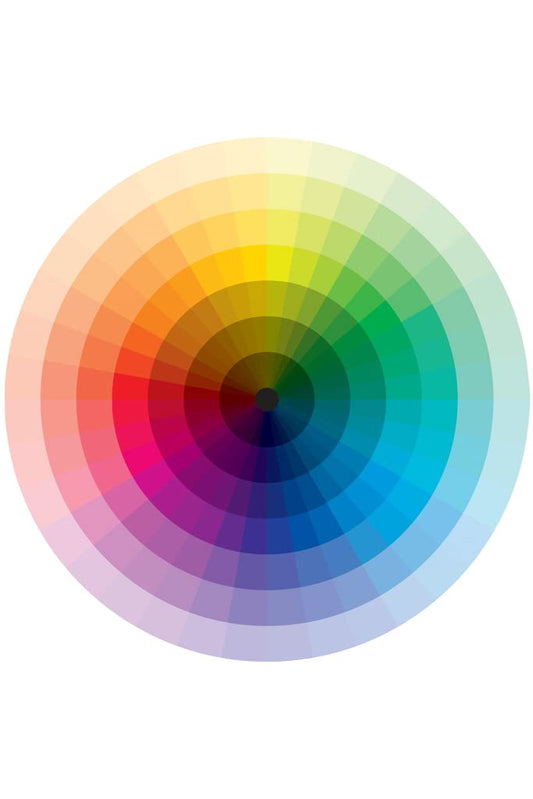 Full Spectrum Color Wheel Circle Chart Poster Graduation from Black to White to Rainbow Colors Diagram Educational Reference Cool Wall Decor Art Print Poster 12x18