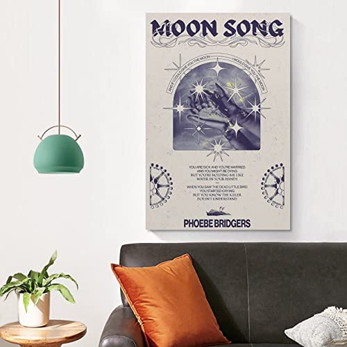 OGMAY Phoebe Bridgers Poster Moon Song Album Music Poster Canvas Art Poster BWU Modern Family Bedroom Decor Posters 12x18inch(30x45cm)