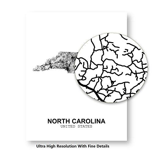 Eleville 8X10 Unframed North Carolina United States Country View Abstract Road Modern Map Art Print Poster Wall Office Home Decor Minimalist Line Art Hometown Housewarming wgn189