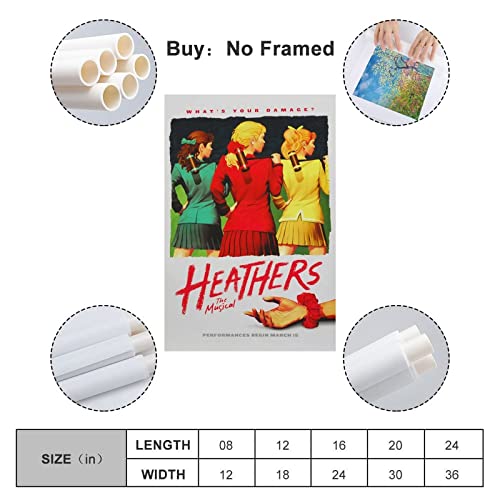 AKAK Heathers The Musical Poster 90s 80s Musical Movie Retro Poster Decorative Painting Canvas Wall Posters and Art Picture Print Modern Family Bedroom Decor Posters 08x12inch(20x30cm)