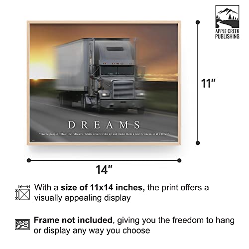 Semi Truck Driver Motivational Poster Art Print 11x14 Wall Decor Pictures.