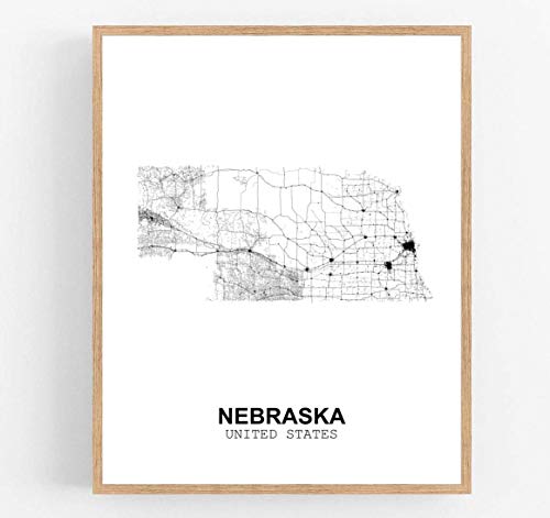 Eleville 8X10 Unframed Nebraska United States Country View Abstract Road Modern Map Art Print Poster Wall Office Home Decor Minimalist Line Art Hometown Housewarming wgn184
