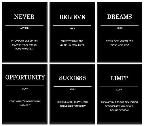 Motivational Wall Art for Office Inspirational Print for Home Office Workplace Positive Motivational Set of 6, office wall decor Entrepreneur Poster Positive Quotes Wall Poster 8"X10", No Frame