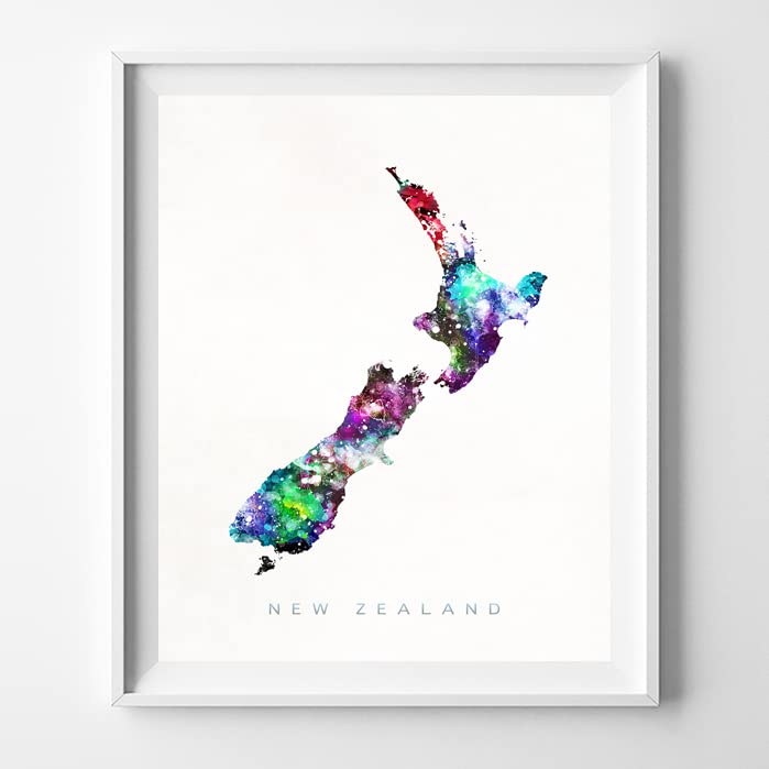 New Zealand Watercolor Map Wall Art Poster Home Decor Print Watercolour Artwork - Unframed