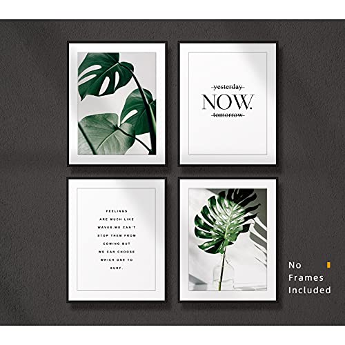 Botanical Prints Poster Wall Decor, Motivational Wall Art Prints Poster, 8x10 Canvas Prints Unframed Set of 4, Plant Posters Aesthetic for Bedroom