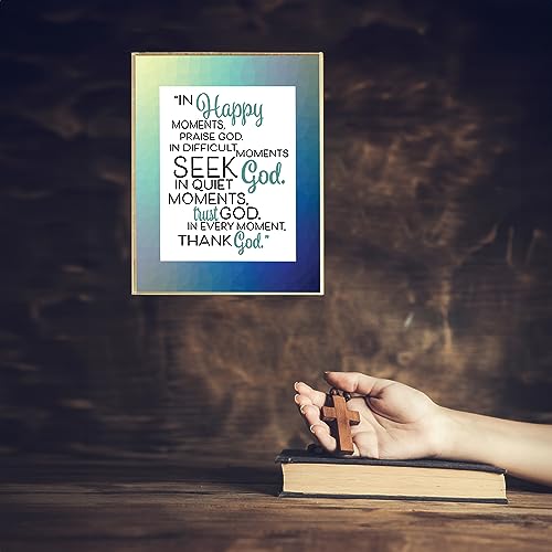 Praise-Seek-Thank-God- Christian Wall Art - Embrace God's Presence with this Religious Poster For Church, Home, and Office. Perfect Christian Gift to Encourage & Remind Us He Is There, Unframed - 8x10
