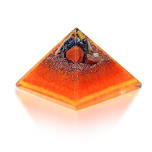 Orgonite Crystals Mental Wellness, Good Luck, Prosperity Set: Portable Mini Pyramids of Maligano Jasper, Green Aventurine, Bronzite, Blue Calcite for self-Esteem, Abundance & Positivity