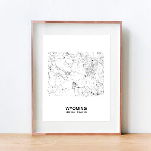 Eleville 11X14 Unframed Wyoming United States Country View Abstract Road Modern Map Art Print Poster Wall Office Home Decor Minimalist Line Art Hometown Housewarming wgn206