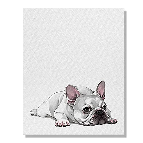 Wayfare Art French Bulldog Dog Lying Down Looking Up Canvas Prints Artwork Wall Art Poster for Home Office Living Room Decorations 8 x 10 inch