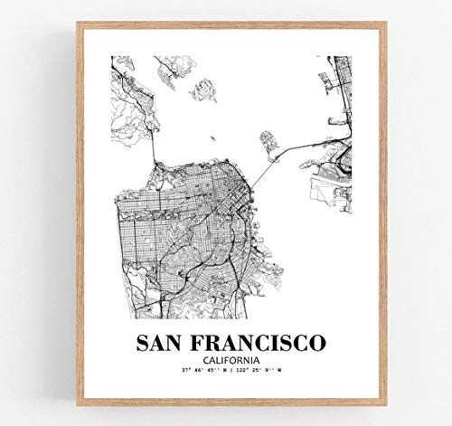 Eleville 8X10 Unframed San Francisco California City View Abstract Road Modern Map Art Print Poster Wall Office Home Decor Minimalist Line Art Hometown Housewarming wgn474