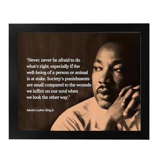 Never Be Afraid To Do What's Right - Inspirational MLK Jr. Quotes Wall Art Poster, Mlk Silhouette Wall Art Decor Print For Home Decor, Office Decor, School & Library Decor, Unframed-10x8"