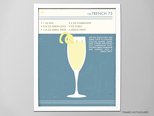 French 75 Cocktail Poster, Retro Food Drink Poster, Vintage Style Graphic Art, Mid Century Modern Design Poster, Cocktail Print, French 75