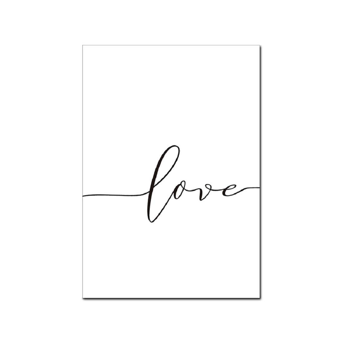 Love and Hand in Hand Wall Art Canvas Print Poster Black and White Sketch Art Line Drawing Decor for Living Room Bedroom (Set of 3 Unframed, 8x10 inches)