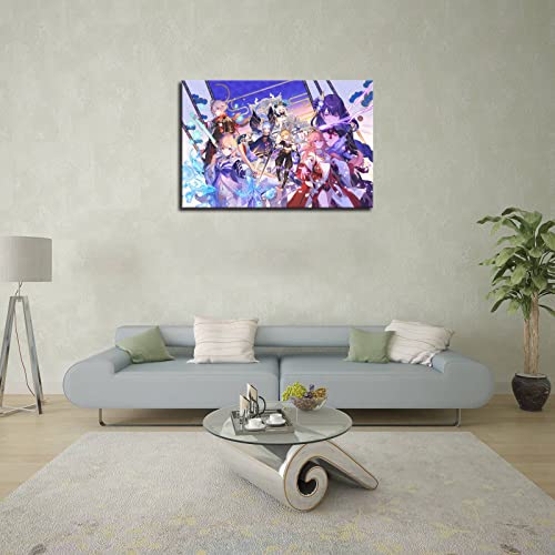 Genshin Impact Raiden Shogun Yae Miko Kaedehara Kazuha Kamisato Ayaka Wall Art Canvas Print Poster,Living Room Bedroom Bathroom Decor EMXEE (12x18 No Framed,A)