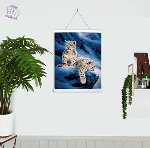 3D LiveLife Lenticular Wall Art Prints - Snow Leopard Cubs from Deluxebase. Unframed 3D Big Cat Poster. Perfect wall decor. Original artwork licensed from renowned artist, Joh Naito