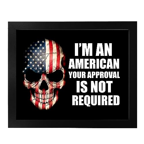 I'm An American - Patriotic Wall Art Poster, This American Flag Skull Wall Decor Is An Ideal Inspirational Art For Home Decor, Bedroom Decor, Man Cave Room Decor, or 4th Of July, Unframed - 8x10