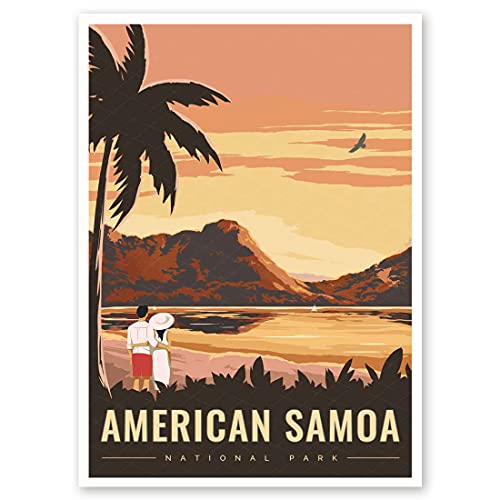 Posters Wall Art Print Decor Painting Gift National Parks of The USA Home Decoration Stickers 12X18 inch (American Samoa National Park)