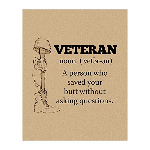 Veteran - Military Patriotic Wall Art Poster, This Motivational Wall Decor Is An Ideal Inspirational Art For Home Decor, Bedroom Decor, Man Cave Room Decor Aesthetic, or 4th Of July, Unframed - 8x10
