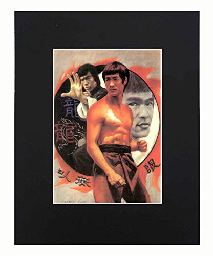 XQArtStudio Bruce Lee Portrait Art Print Moive Picture Photograph Mini Poster Gift Wall Decor Display Size with Matted 8x10