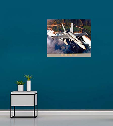 Military Aviation Wall Decor FA-18 Hornet Fighter Jet Over Coastline Art Print Poster (16x20)